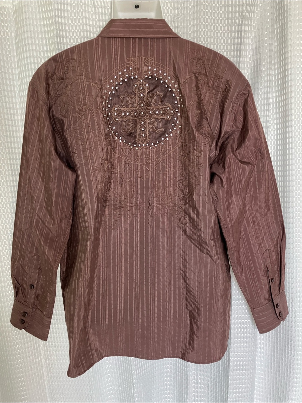 Franky Max XL Embellished Embroidered Western Rockabilly Shirt Chocolate Brown - Picture 3 of 16
